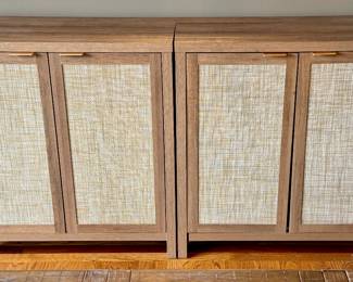 Buy it Now $80.00 Each for Pair of Buffet or Bar Cabinet swith Cloth cover on Door and nice wood tone.