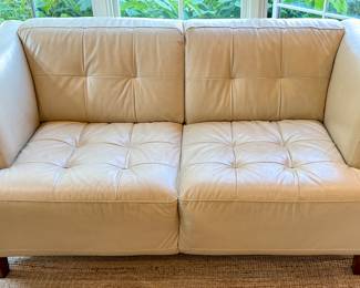 Buy It Now $400.00 Macy's Pearl Italian Leather Loveseat. 62" L 2 Cushions in Great Condition