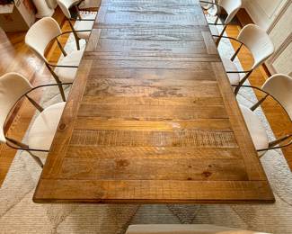 Buy it Now $500.00 !08" Weathered Oak Farm Style Dining Table with 2 18" Leaves and 72" L