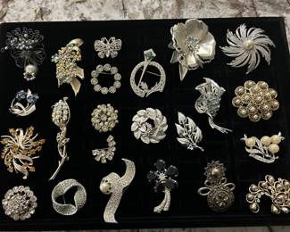 Costume Jewelry - Silver Brooches