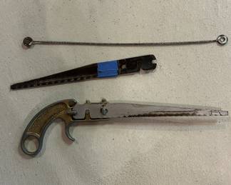 vintage tools, "gun hand saw" with extra blades, file on top