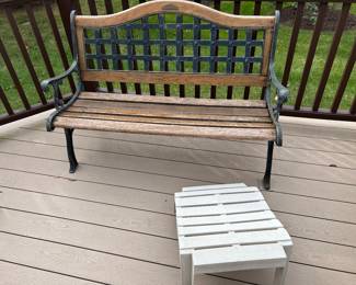 park bench and andorandack foot stool