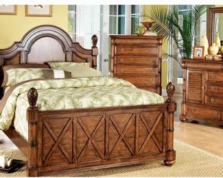 Stock photo of Cindy Crawford bedroom set. The actual piece is just as clean and can be seen in earlier photos, The tall dresser does not exist.