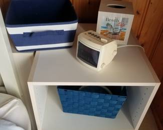 Two-drawer nightstand detail; beachy decor