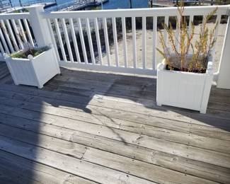 White plastic planters