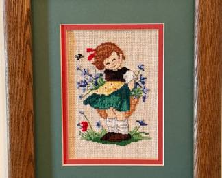 Framed Cross-stitched Girl