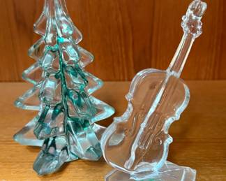 Enesco Tree and Lead Crystal Glass Violin
