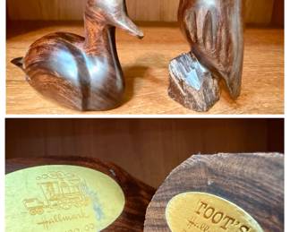 Hallmark Wood Carved Duck and Owl