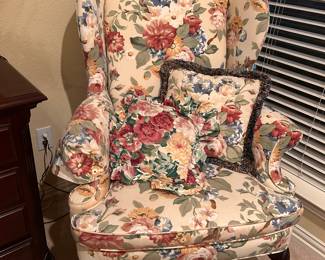 set of floral arm chairs