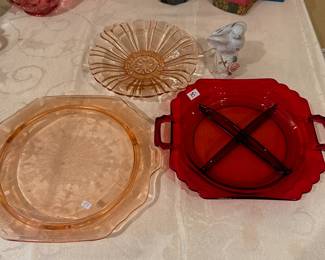 vintage glass serving plates and relish plate