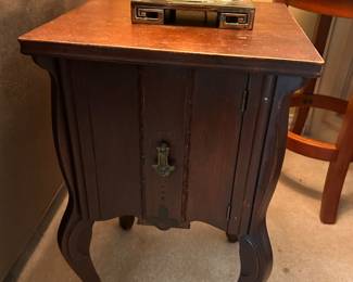 antique side table with tin lining...cigars??