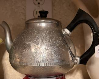 aluminum tea pot with art deco handle