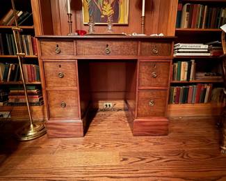 Antique Kneehole Desk with Leather Top