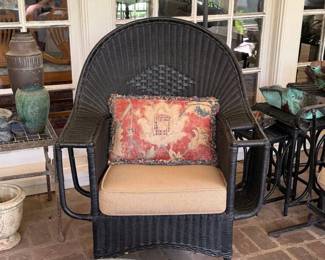 Wicker Fan Back Arm Chair