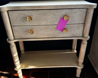 Two Drawer Side Table with Shelf