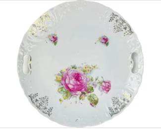 Vintage Porcelain Serving Plate With Inset Open Form Handles