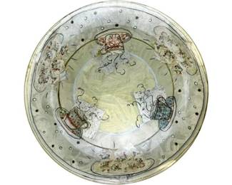 Hand Crafted Glass Serving Tray - Teacup Design - Signed & Numbered "J. Ward - White Teacups - 38/200"