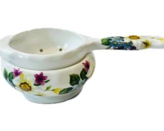 Cordon Bleu Porcelain Tea Strainer - Signed "Cordon Bleu"