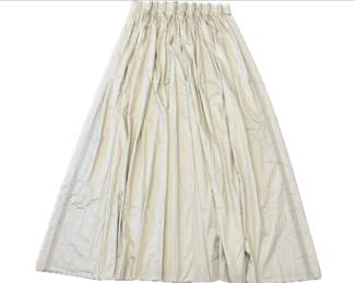 One PAIR Pinch Pleated Curtains - Light Beige With Coordinating Trim - Sateen Lined