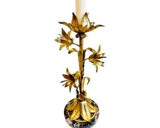 Vintage Italian Toleware Gilt Table Lamp With Marble Base - Elegant Piece
