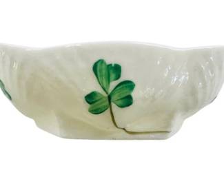 Irish Belleek Shamrock Salt Cellar - Signed