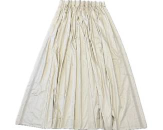 One PAIR Pinch Pleated Curtains - Light Beige With Coordinating Trim - Sateen Lined