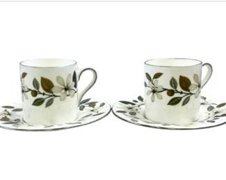 Wedgwood Porcelain Demitasse Cups & Saucers - Set Of Two - Beaconsfield Pattern - Signed