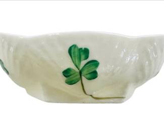 Irish Belleek Shamrock Salt Cellar - Signed