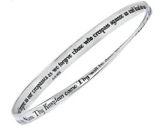 Sterling Silver Bangle Bracelet Engraved With The Lord's Prayer - Signed