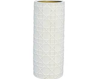 Ceramic Umbrella Stand By Emissary - Woven Bamboo Raised Surface Design