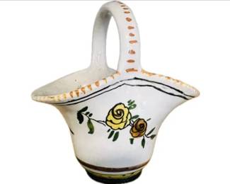 Hand Made & Hand Painted Pottery Basket