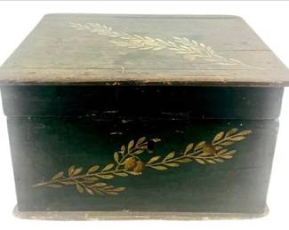 Antique Document Box - Original Painted Surface - Olive Branch Detailing