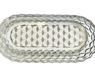 Fostoria Glass Relish Serving Bowl - Cube Pattern