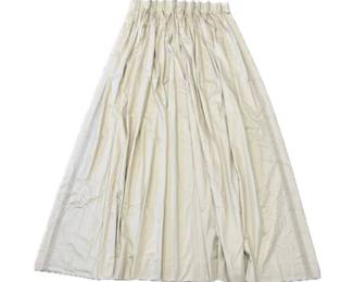One PAIR Pinch Pleated Curtains - Light Beige With Coordinating Trim - Sateen Lined