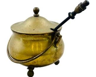 Vintage Footed Brass Cauldron Fire Starter & Torch