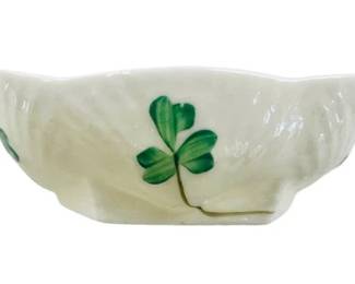 Irish Belleek Shamrock Salt Cellar - Signed