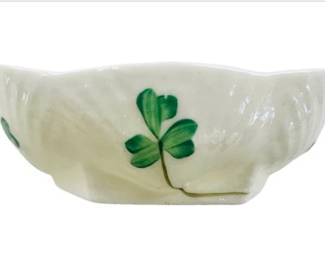 Irish Belleek Shamrock Salt Cellar - Signed