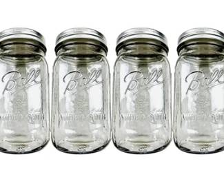 Glass Canning Jars With Lids - Signed "Ball"