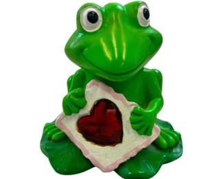 Small Ceramic Frog Figurine With Valentine Card