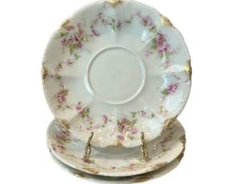 Antique Haviland Limoges Porcelain Saucers - Signed "Theodore Haviland - Limoges France"