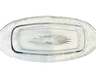 Heisey Glass - Cut & Etched Floral Design - Celery & Relish Tray - Signed On Base "H"