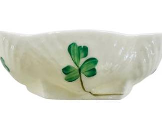 Irish Belleek Shamrock Salt Cellar - Signed