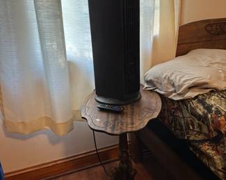 Air Purifier Fan, Antique Side Table