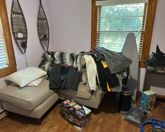 Coats, Couch, Snowshoes, Ironing Board