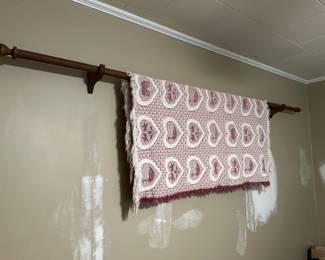 Vintage Blanket, Antique Curtain Rod & Supports