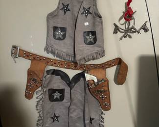 Kids' Vintage Spirit Halloween Cowboy Outfit Set - Vest, Chaps, Spurs, Gunbelt, Pistol
