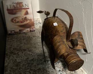 Metal Kitchen Pig Decor, Cookbooks