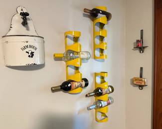 Vintage Farmhouse Bucket Decor, Wall-Mounted Wine Racks