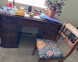 Office desk and supplies
