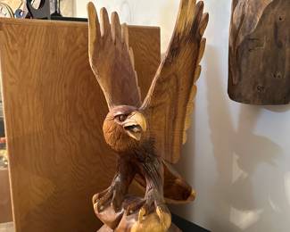 Large vintage carved wood eagle